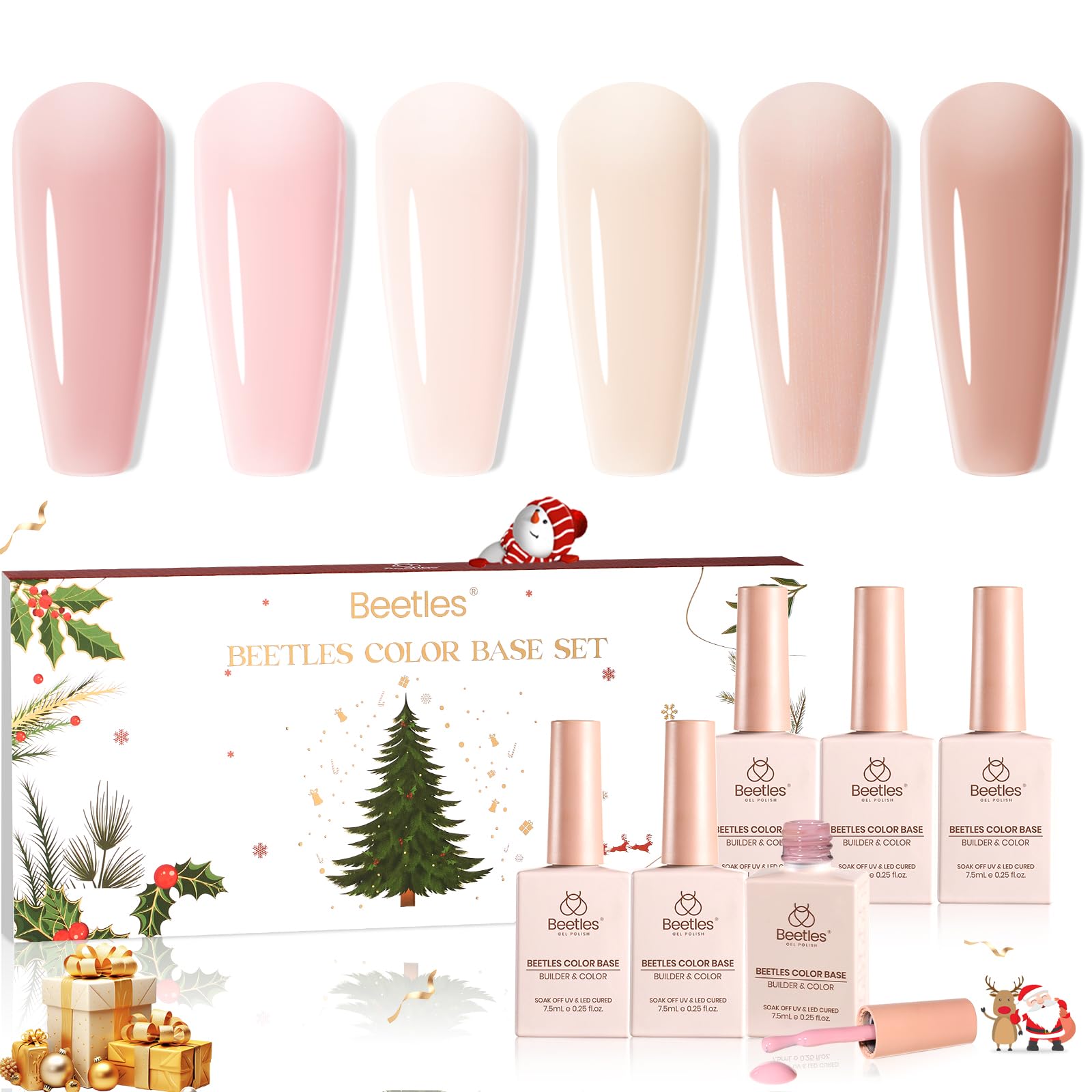 Beetles Rubber Base Gel Nail Polish - Christmas Limited 6 Colors Nude Gel Polish