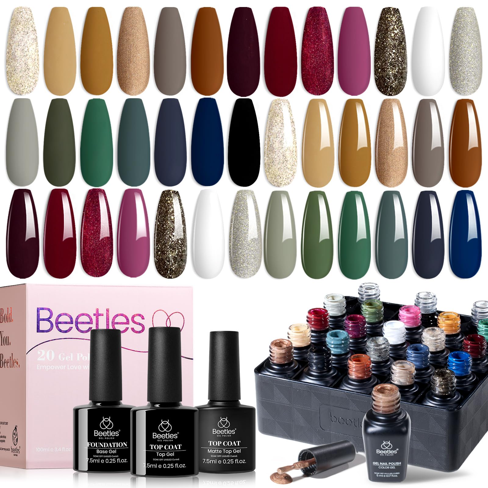 Beetles Gel Polish Winter Sonata Winter Nails  - 20 Colors Brown Winter Sonata Fall Gel Nail Polish Set