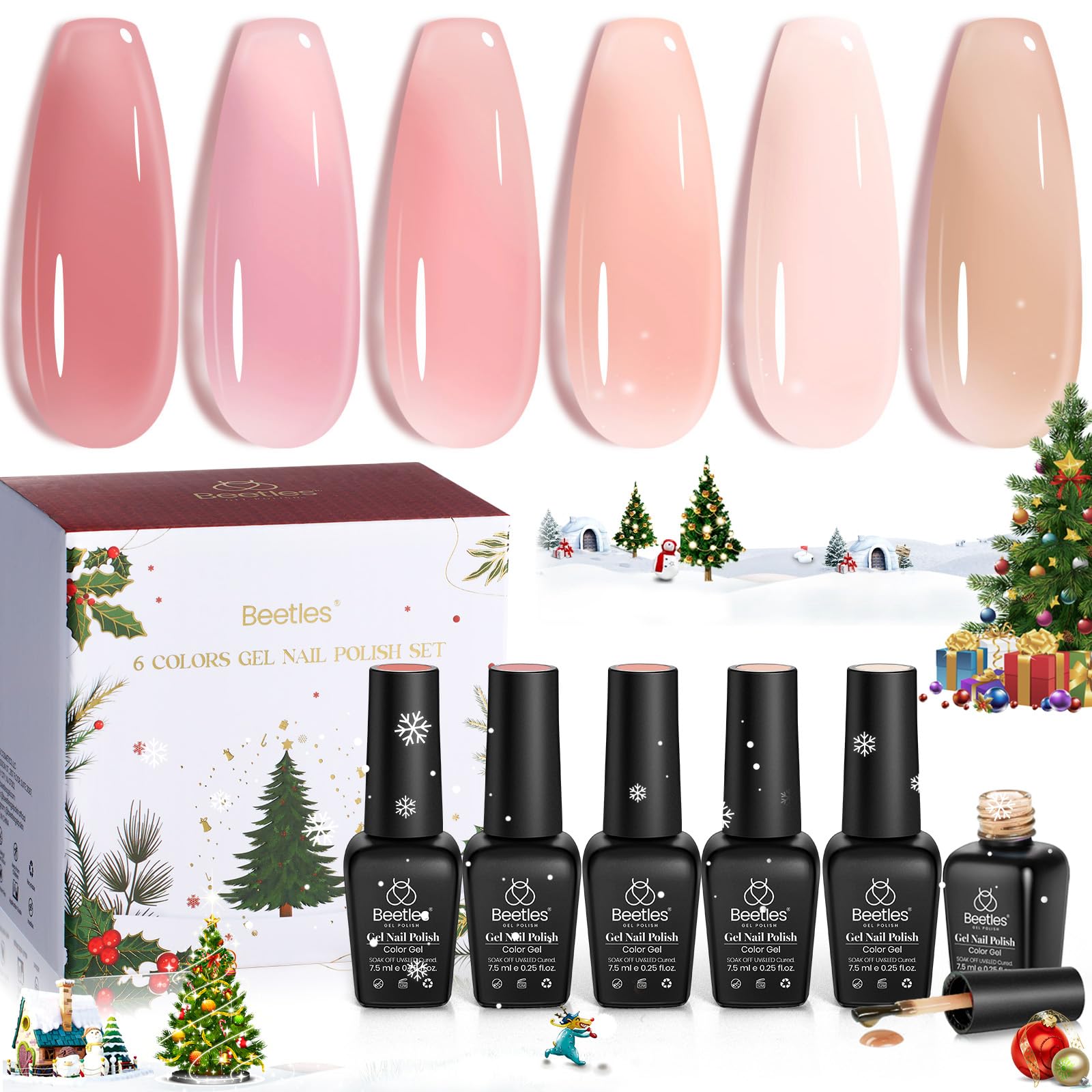 Beetles Gel Polish Rose Veil - 6 Colors Christmas Nail Kit