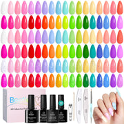 Vivid Whimsy | 36 Nail Pastel Glitter Neon Rainbow Bright Gel Polish Colors