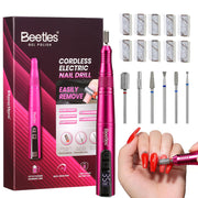 Beetles Electric Cordless Nail Drill Kit 6 Drill Bit 35 Speeds 0-15000 RPM Beginner-Friendly Pink Color