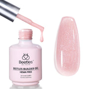 Beetles Builder Gel HEMA Free-Lady with Dreams Glitter Pink 0.51 oz 8 in 1 Nail Thickening Strengthening Building Apex for Beginner DIY Salon at Home, Pink Builder Nail Gel, UV & LED Lamp Cured