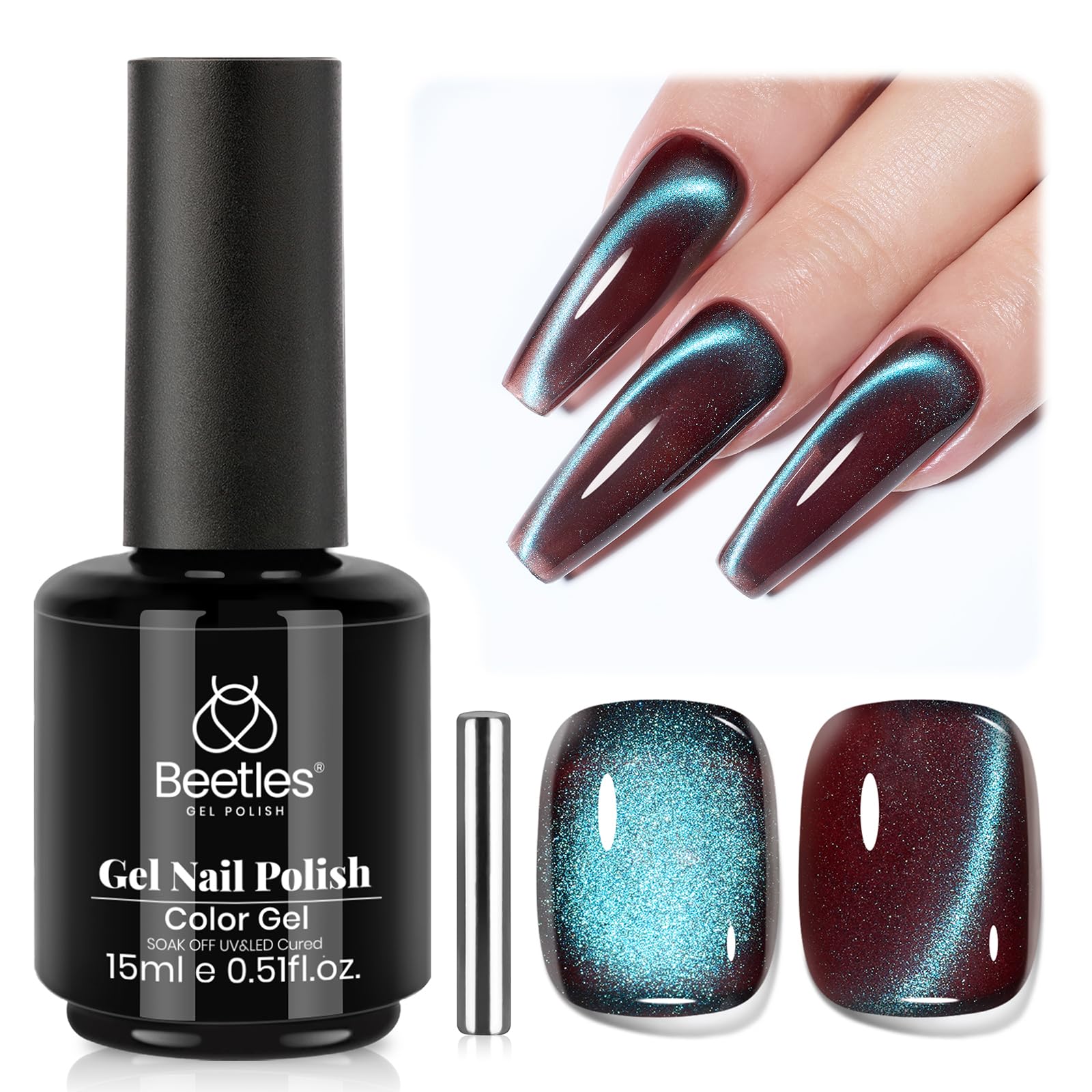 Beetles Modern Pre-Students Aurora Mocha Sparkling Platinum Brown 15ML Cat Eye Gel Nail Polish