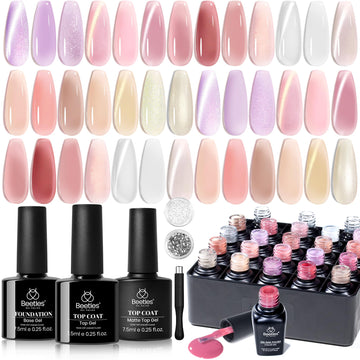 Glowy Grace - 20 Colors Nails Pink Jelly Glitter Cat Eye Nude Gel Nail Polish Kit