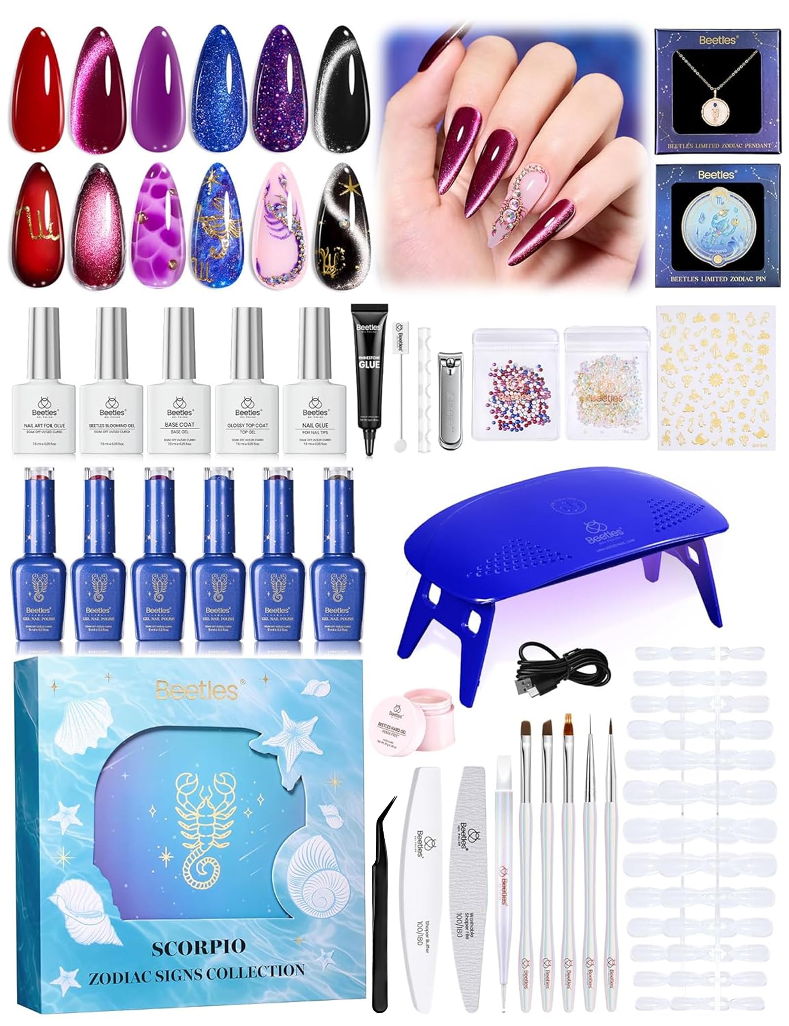 Beetles Lucky Box Scorpio Zodiac Sign Gel Nail Polish Kit - Summer Nails 6 Colors(11.29-12.17)