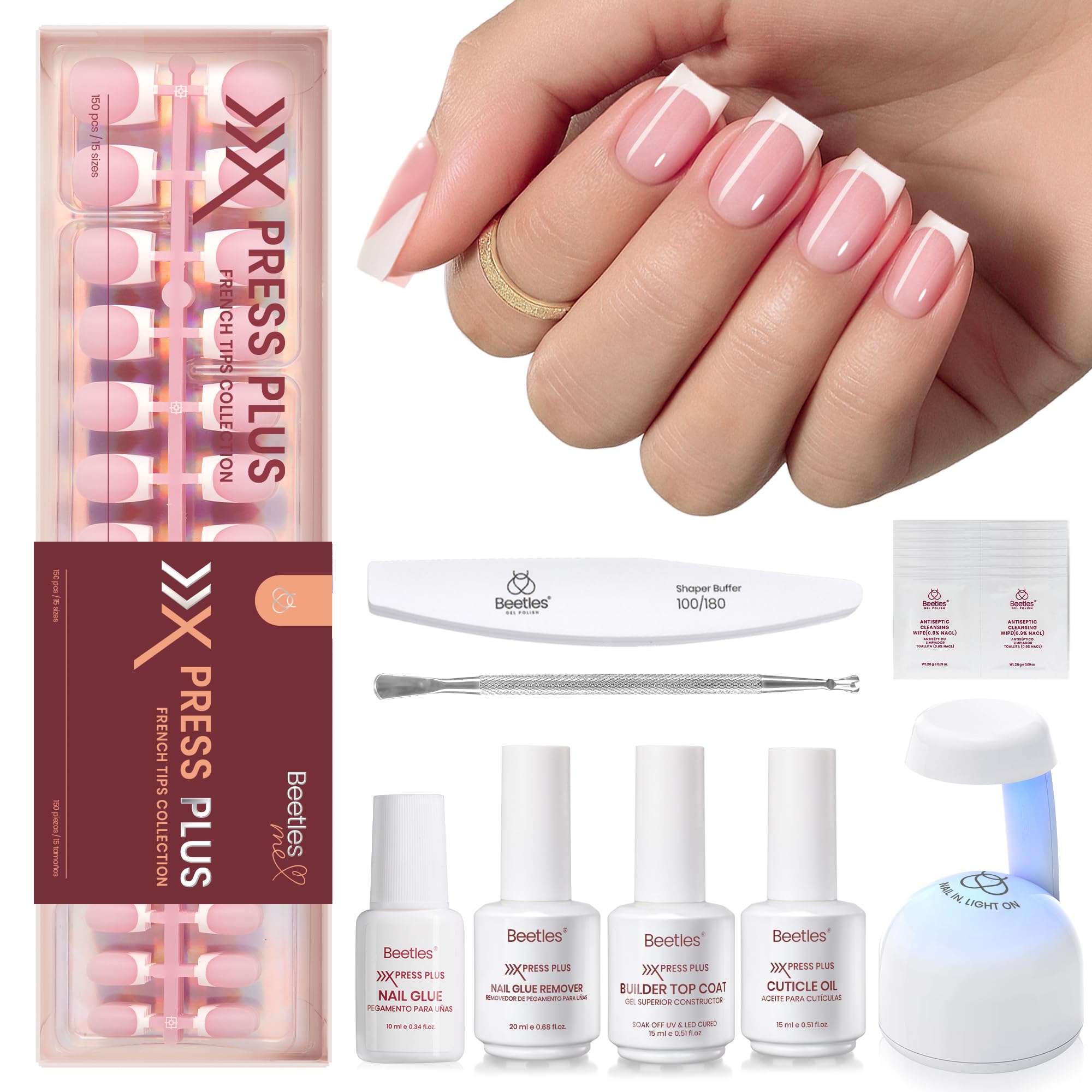 White French Gel Nail Kit Plus-Lite Kit Tip 150Pcs – Beetles Gel