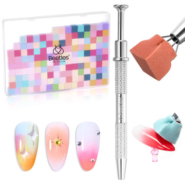 Beetles 150pcs Soft Nail Art Sponges for Ombre Gradient with Grabbing Pen Blooming Nails Art Brushes