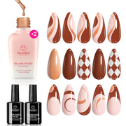 Chocolate Brown  | 2 Colors with All-Inclusive Nail Art Essentials Kits Larger Capacity