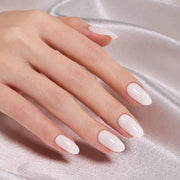 Beetles Natural Milky Press On Nails | Milky White Short Oval 16 sizes-32pcs