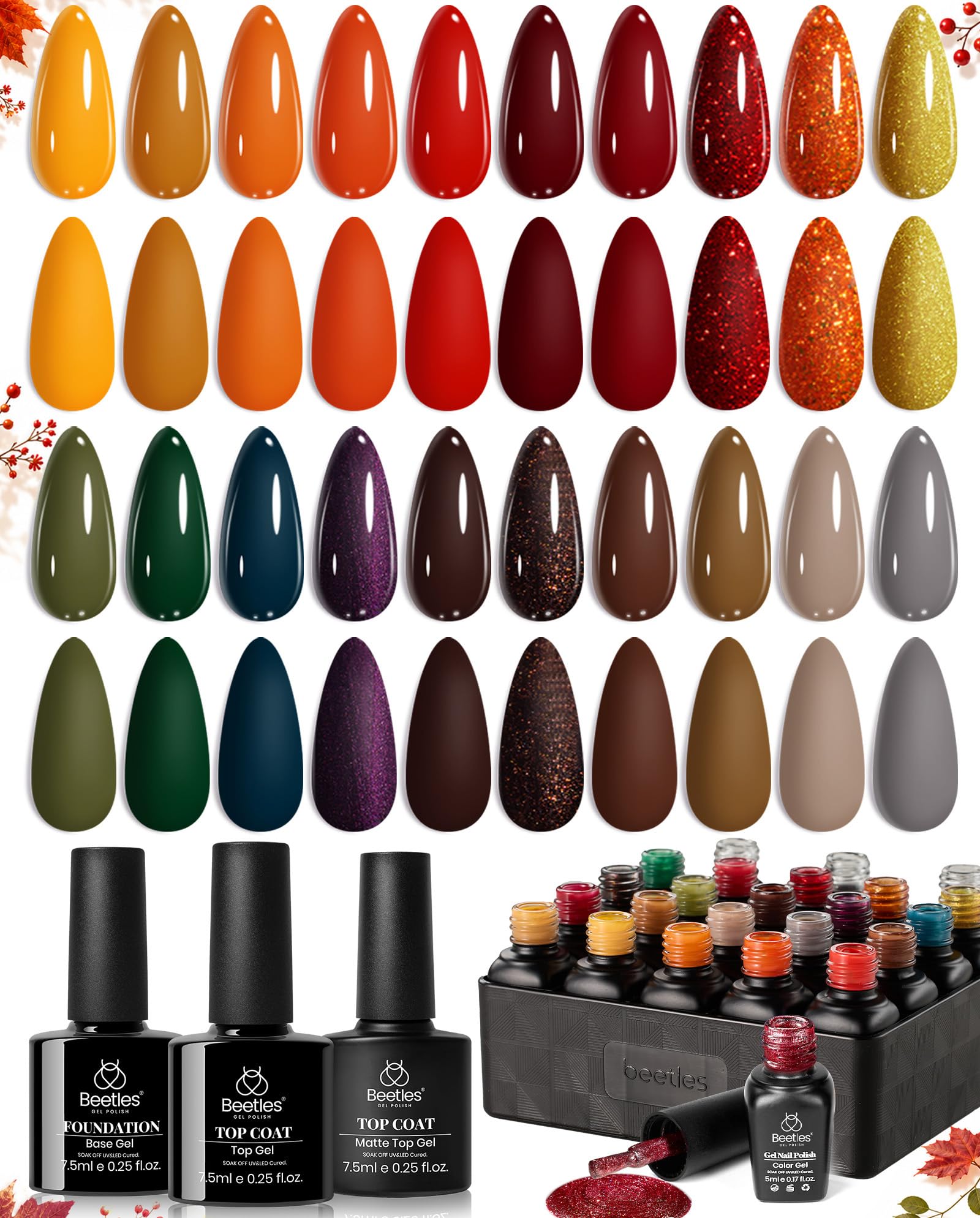 Beetles Fall Story Gel Nail Polish Set 20 Colors Fall Nail Designs