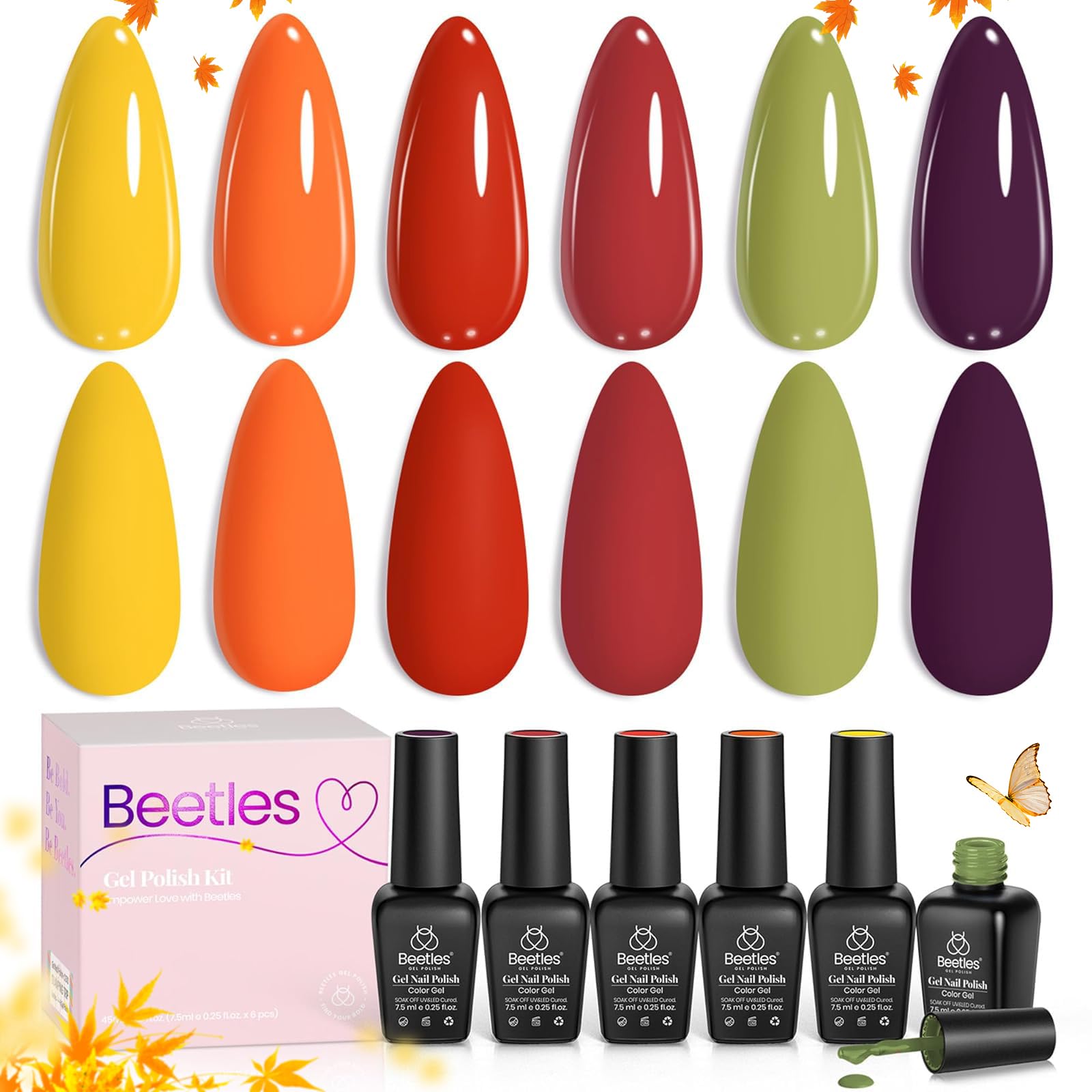 Sunset Leaves - 6 Autumn Colors Gel Polish Kit for Nails