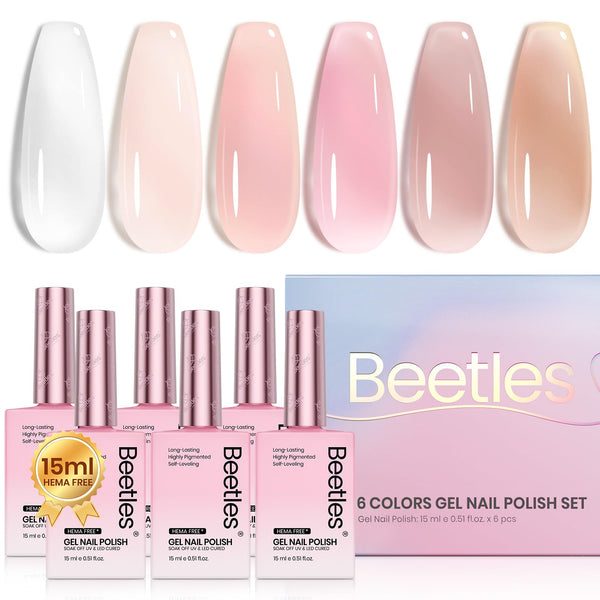 Hema-free Cloudy Sweetness - 15ML 6 Colors Nude Pink Brown Milky White Sheer Jelly Gel Polish Kit
