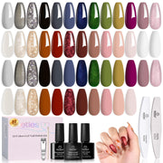 Beetles Gel Polish Gilded Veil collection Winter Nails - 33Pcs 25 Colors Black White Burgundy Blue Nude Grey Green Glitters Set