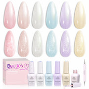 Beetles Creamy Twist 6 Colors Summer Nails Glazed Glow Finish Gel Nail Polish Set