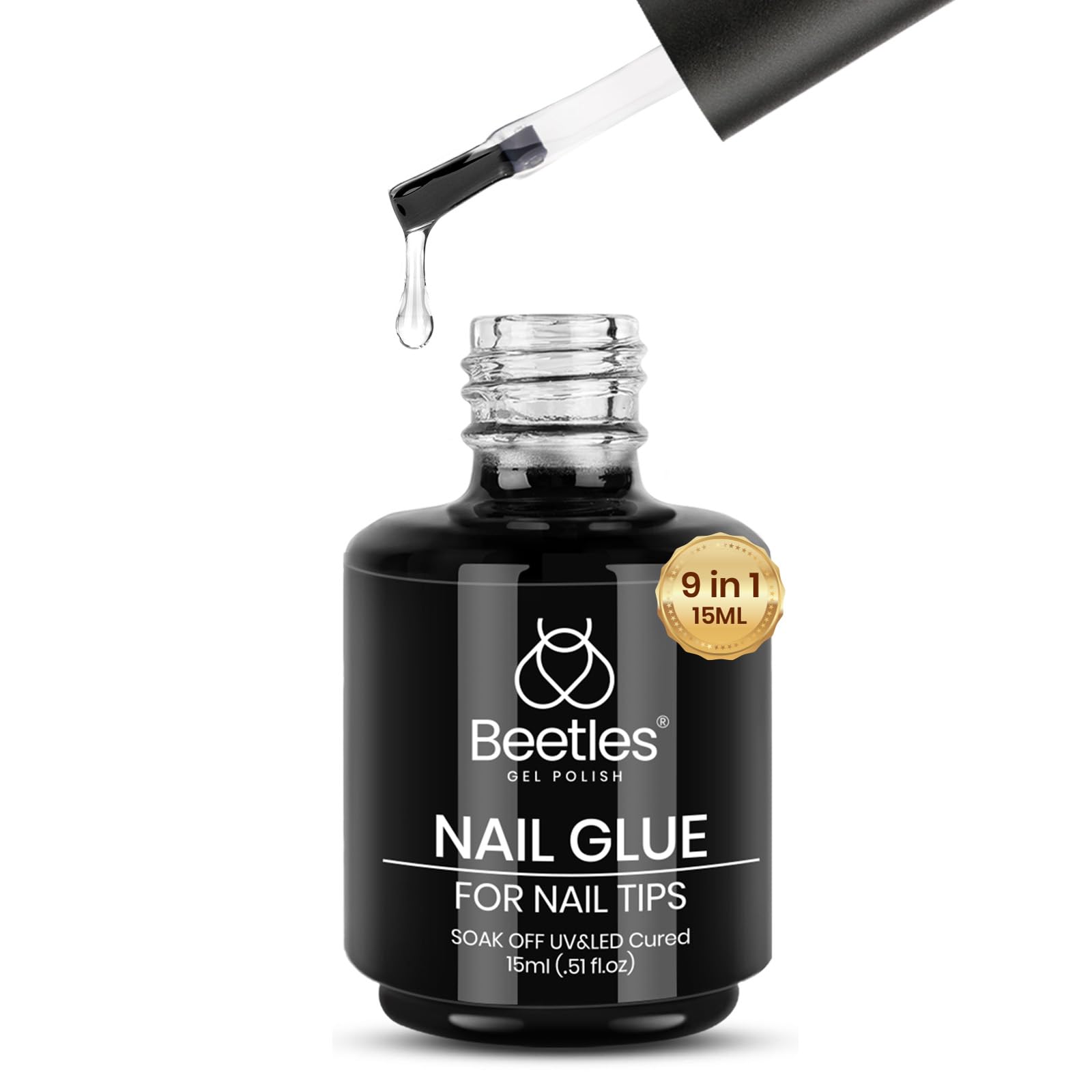 Beetles 15ml Gel Nail Glue 9 in 1 for Acrylic Nails Tips and Clear Press on Nails