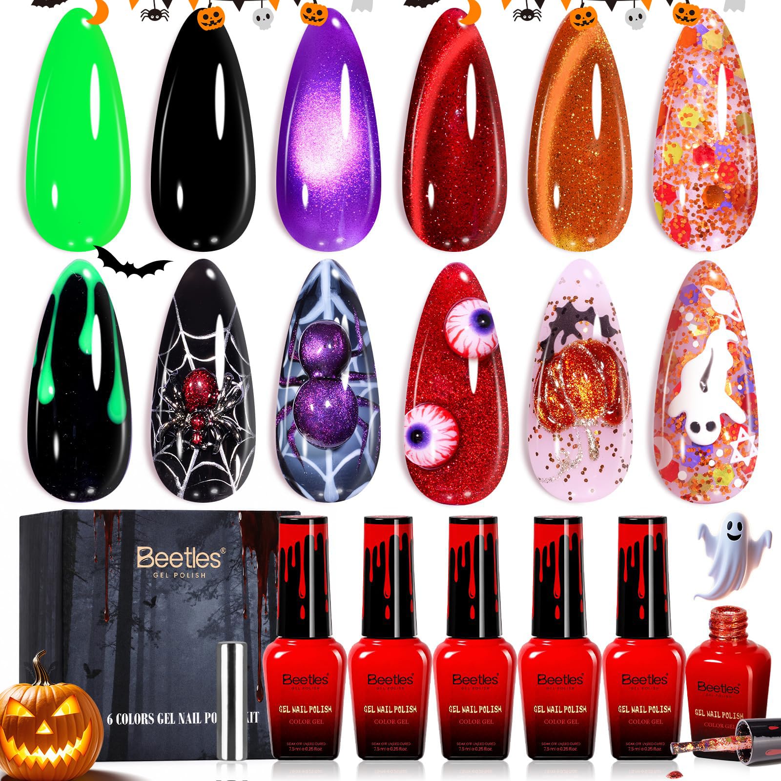 Beetles Halloween 6 Colors Gel Nail Polish Set 2026 Limited Edition Gift Box