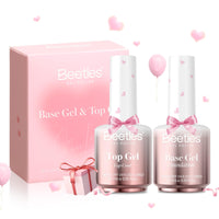 Beetles Valentines Limited Base & Top Coat Set - 2Pcs 15ml No Wipe for Valentine Nails