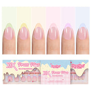 Beetles French Tips Press On Nails, Pastel Spring Nails Short Almond 6 Colors 192 Pcs, Spring Fake Nail Tips