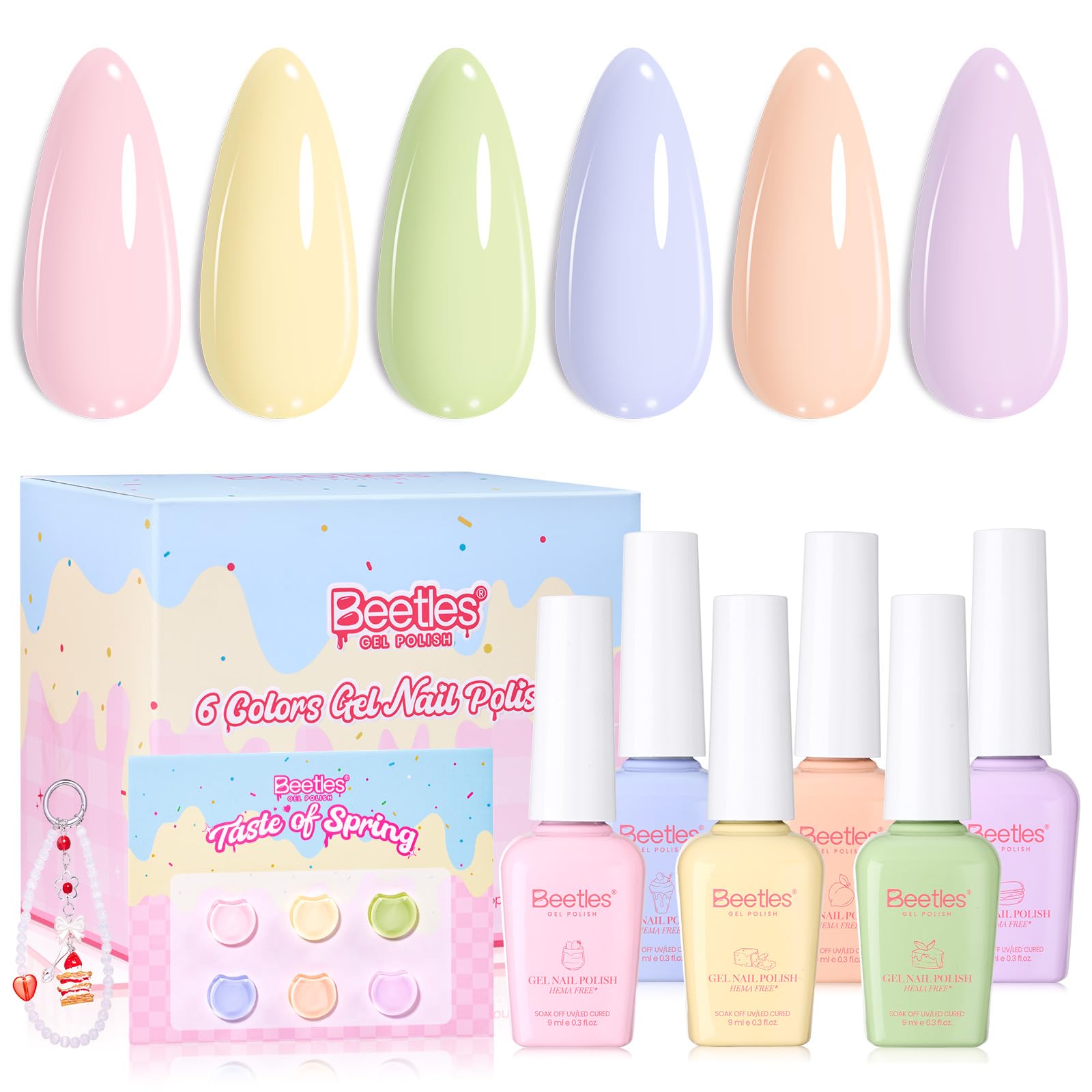 Beetles Pastel Gel Polish Set - Taste of Spring Colleciton, 6 Easter Colors Spring Nails