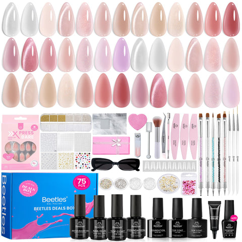 (Ideal Gift) Beetles Nude Sands DEALS BOX Nails 75PCS 20 Jelly Colors Gel Nail Polish