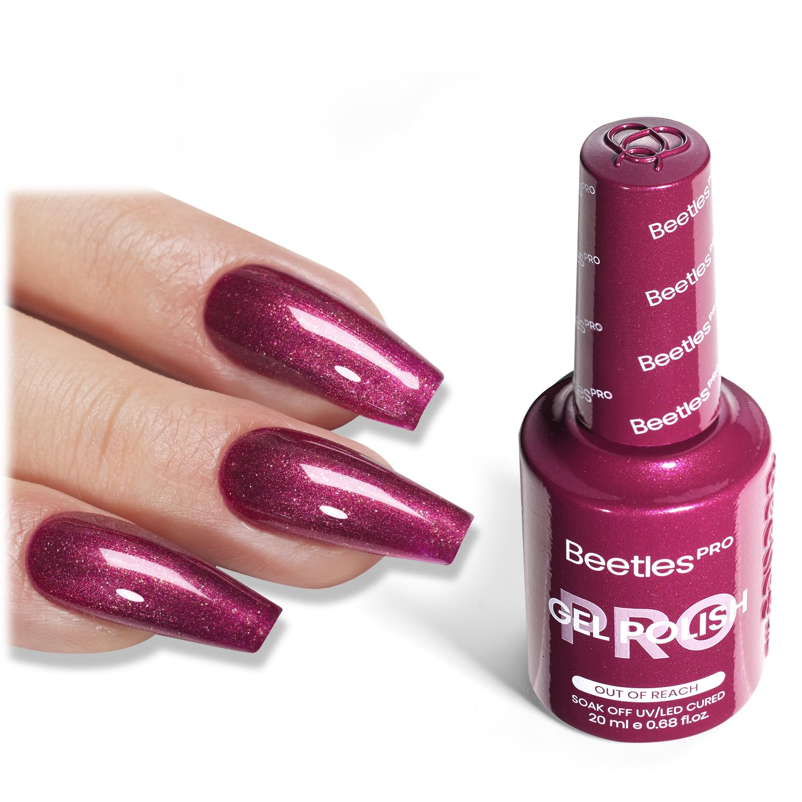 Beetles Pro Shimmer Gel Polish - Out of Reach, Purple Shimmer Color 20ML Glitter Gel Polish