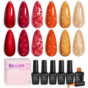 Passion Rush - 6 Colors Autumn Glitter Shimmer Gel Nails Polish Set