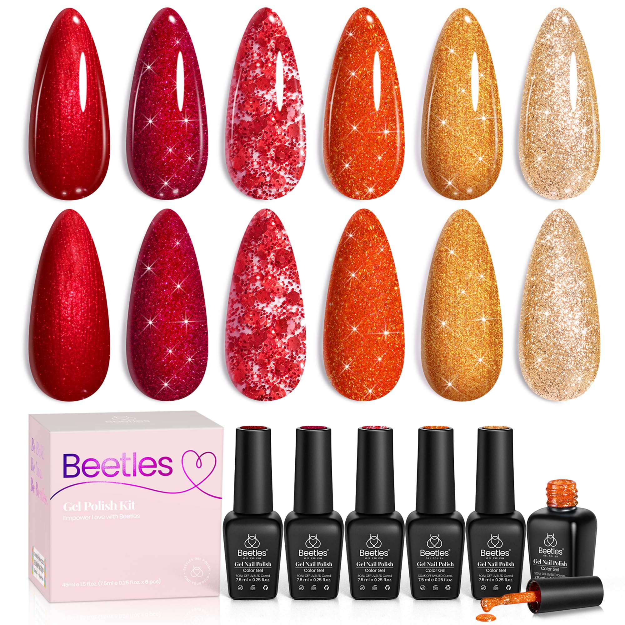 Passion Rush - 6 Colors Autumn Glitter Shimmer Gel Nails Polish Set