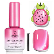 Beetles Pitaya Glow Pink Cat Eye Gel Nail Polish - 15ML Glitter Pink Cat Eye Spring Gel Polish Magnetic Shimmer