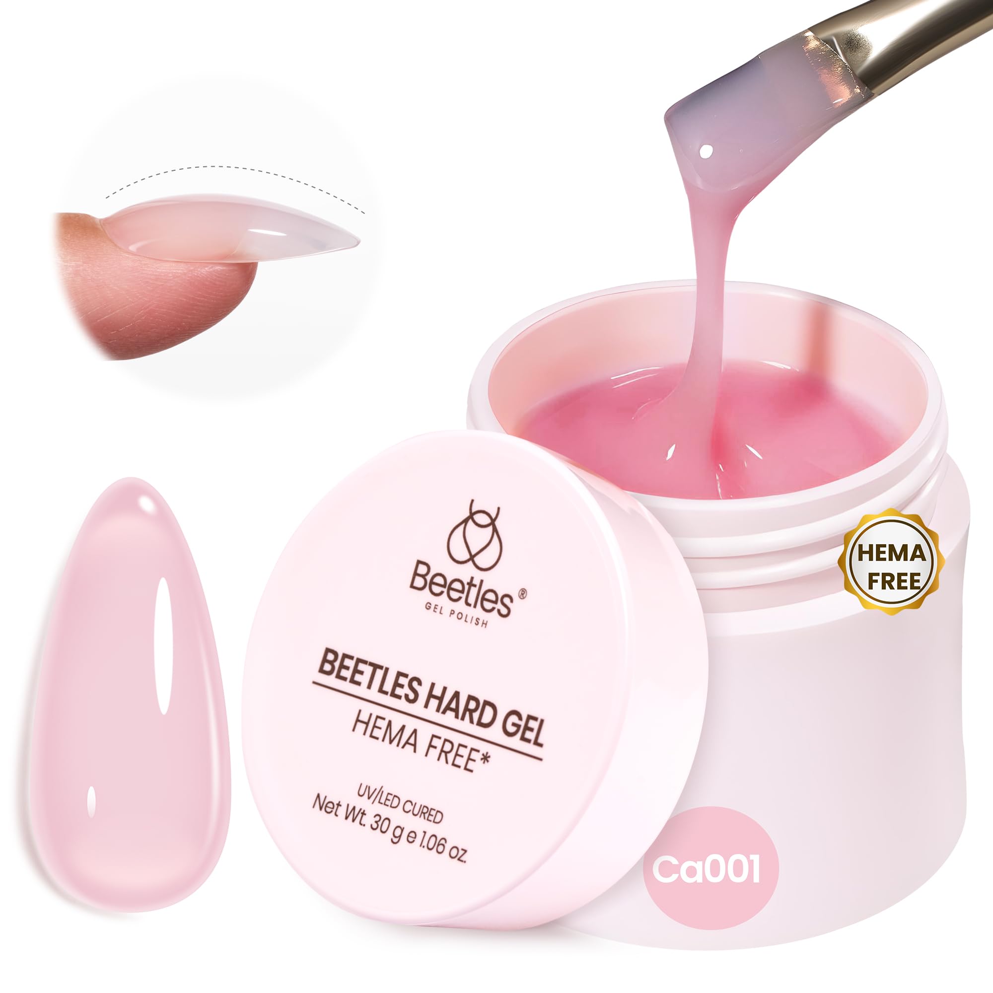 HEMA-Free Hard Gel for Nails-1.06oz 9 in 1 Jelly Pink Cured Sculpting Stengthener Gel for Nail Extension