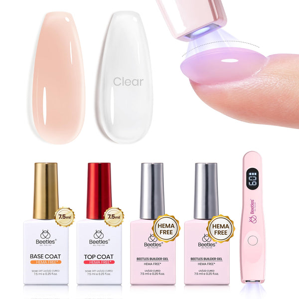 Beetles Builder Gel Valentines Nails Kit HEMA Free & Handheld Nail Lamp