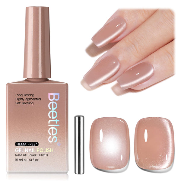 Beetles Silk Serum Nude HEMA FREE Cat Eye Gel Nail Polish - 15ML Glitter Gel Polish