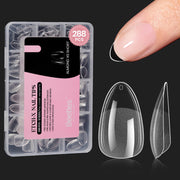 Beetles Extra Short Almond Nail Tips - 12 Sizes 288 PCS Pre-Shaped Clear Full Cover Etch Gel Nail Tips