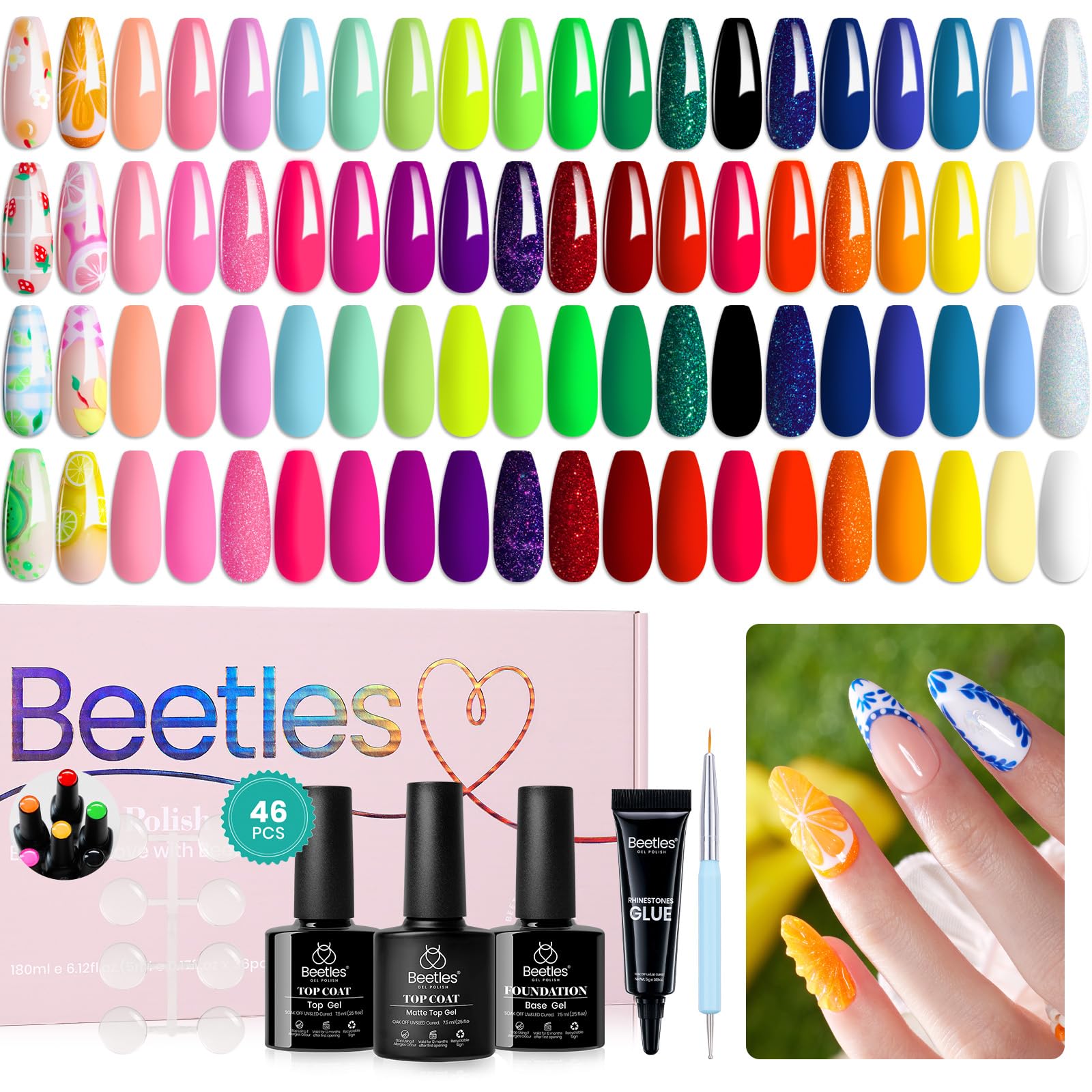 Picnic Party | 36 Nail Pastel Glitter Gel Polish Colors