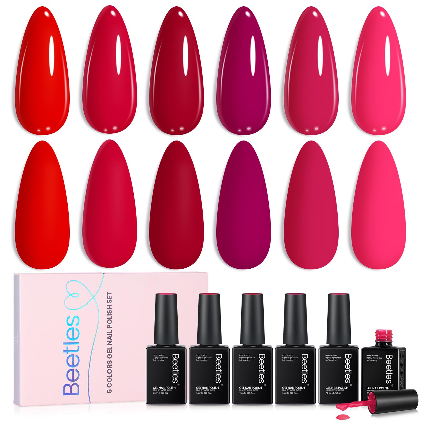 Prime Crimson Horizon -  6 Colors Burgundy Bloody Red Pink Gel Polish Set