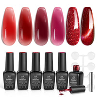 Red Revival 6 Colors Valentines Nails Gel Polish Set
