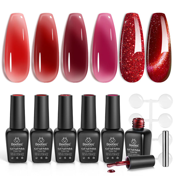 Red Revival 6 Colors Valentines Nails Gel Polish Set