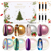 Beetles Chrome Nail Powder Christmas 8 Colors Mirror Effect Gold Silver Holographic Aurora Iridescent Pearl Manicure Nail