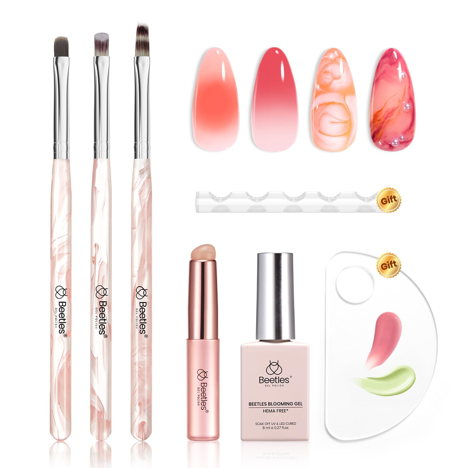 Blooming Gel and Nail Art Brushes Set - Ombre Nail