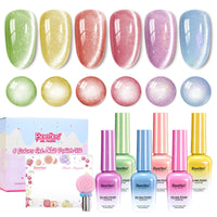 Beetles Fruit Magnet Cat Eye Gel Nail Polish Set - Spring Nails 6 Colors Spring Gel Polish Kit Glitter Cat Eye