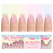 Beetles French Tips Press On Nails, Pastel Spring Nails Short Square 6 Colors 192 Pcs, Spring Fake Nail Tips