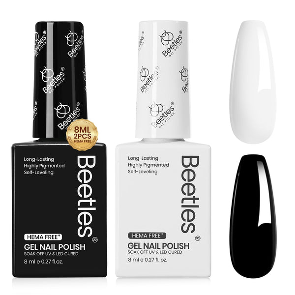 Monochrome Aesthetics Black White Gel Nail Polish Kit - 2 Colors Hema Free (Each 8ml)