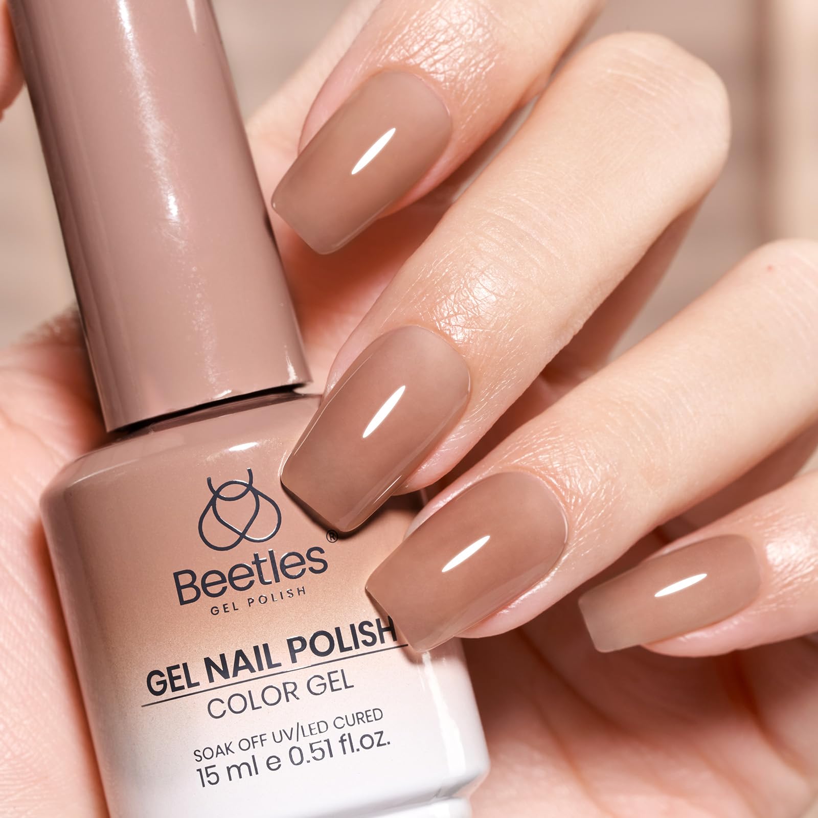 Beetles Brown Jelly Gel Nail Polish  Nails - 15ML Soft Brew Natural Nude Brown Gel Polish Sheer Fall Gel Polish Nail