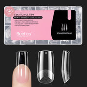 Beetles Nail Tips Medium Square 576Pcs 12 Sizes Pre-Etched Soft Acrylic Tips