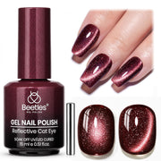 Beetles Burgundy Red Cat Eye Gel Polish Wine Glow 15ml Magnetic Nail Gel
