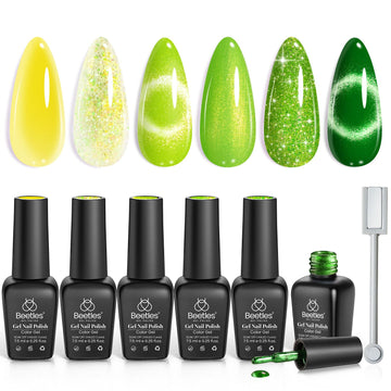 Summer Beats | 6 Colors Spring Nails Jelly Cat Eye Glitter Gel Polish Set