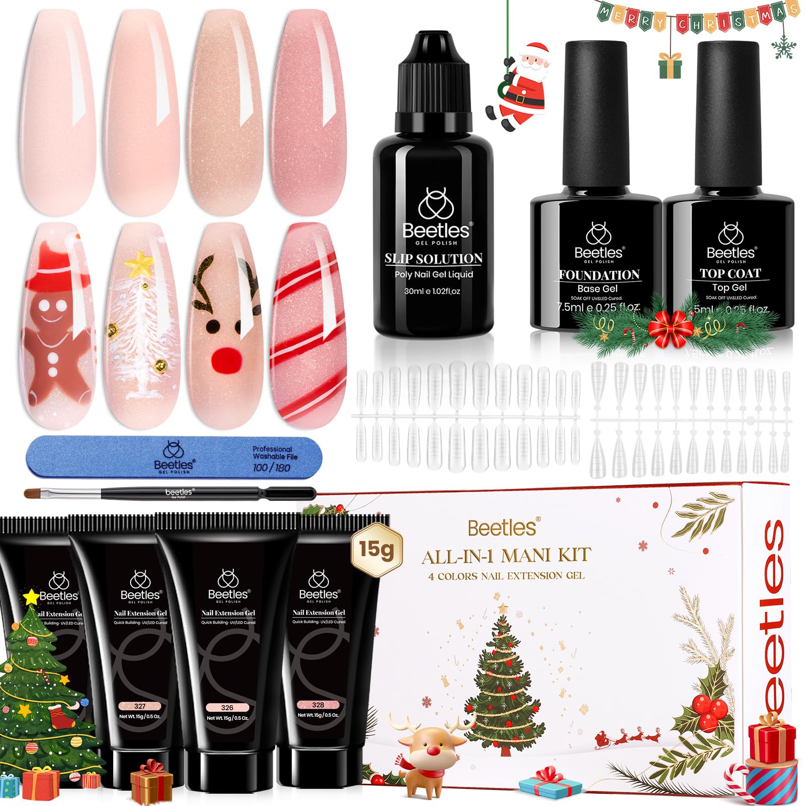 Beetles Christmas Limited Nail Extension Gel - 4 Colors Nail Gel Kit