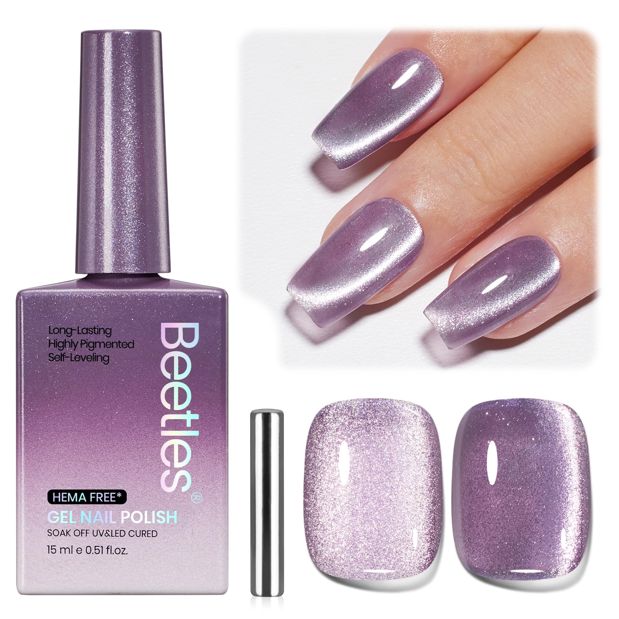 Beetles Twilight Muse Gel Nail Polish - 15ML Purple HEMA FREE Cat Eye Nail Polish