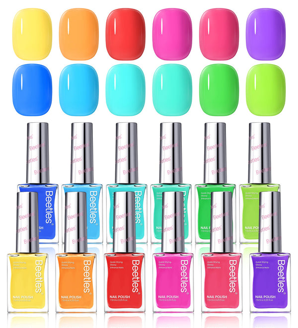 (Each $2.49) Summer Cocktails | 12 Neon Colors Air Dry Nail Polish
