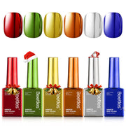 Beetles Chrome Metallic Nail Polish Set - Jingle Jewels 6 Colors Quick-Drying Glossy Mirror Nail Polish