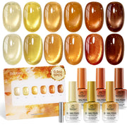Beetles Gel Nail Polish Falling Gold 6 Colors 15ML Gold Brown Orange Cat Eye Glitter Gel Polish Kit